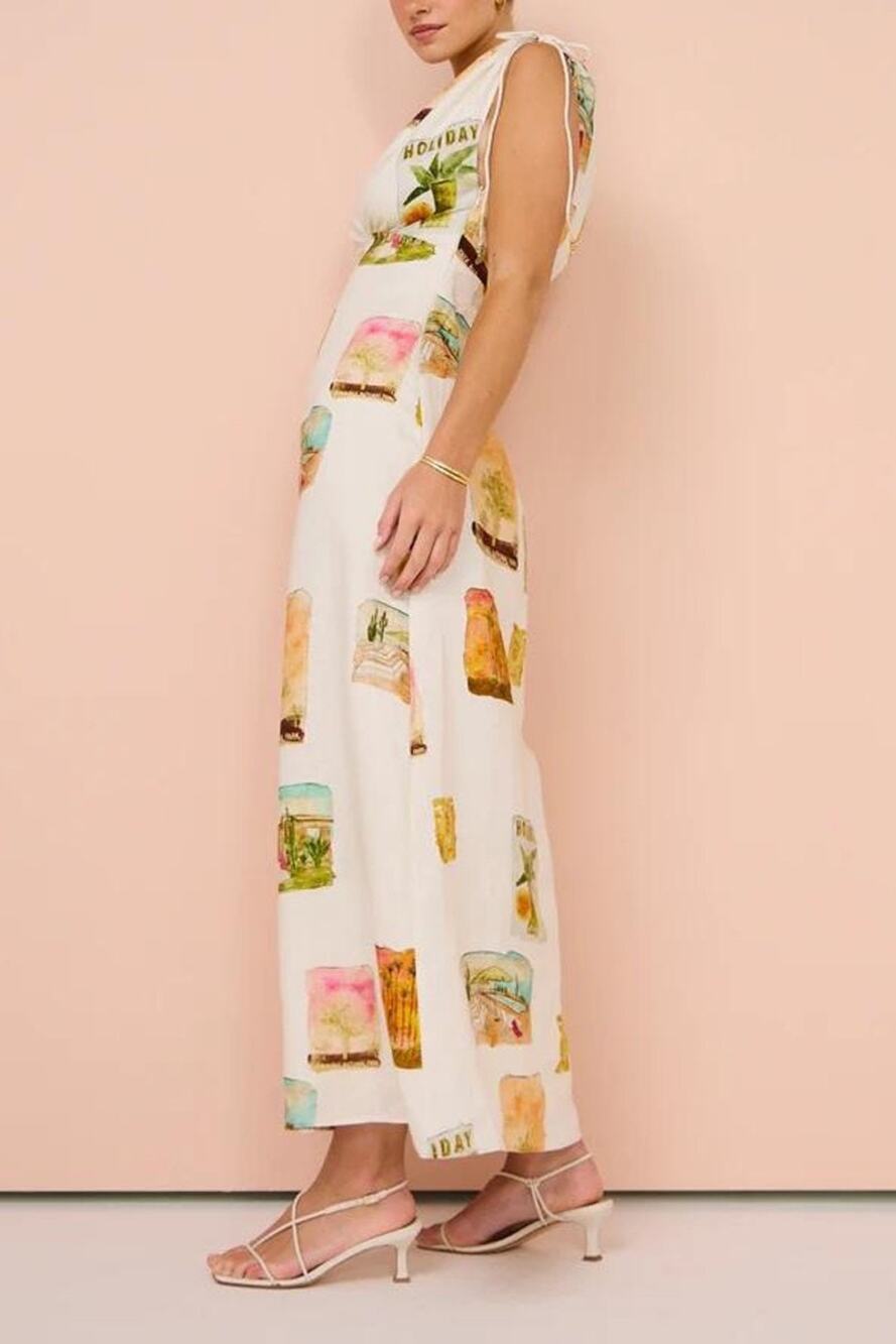 BOUTIQUE Dress Small Maxi Holiday V Neck Maxi Resort Side Zip